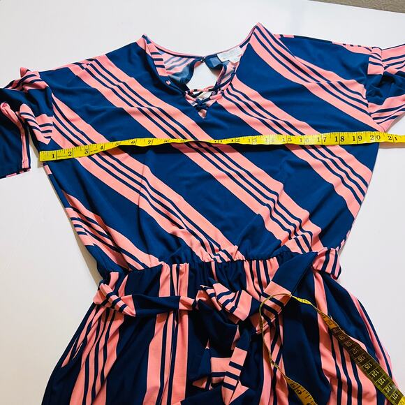 Market & Spruce Multicolored Striped Romper Size Small Petite Blue Pink - Picture 7 of 9